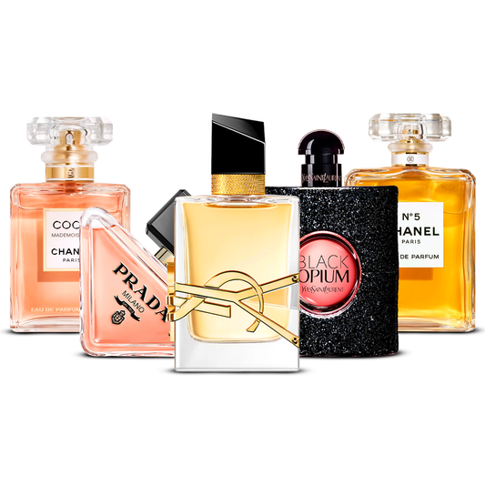 5 Parfüm Készlet – Coco Mademoiselle, Prada Paradoxe, Libre, Black Opium és Chanel N°5 [100 ml mindegyik]