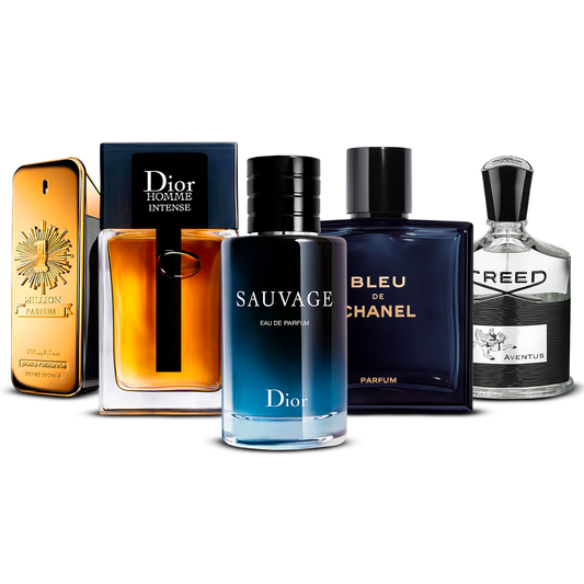 5 Parfüm Készlet – 1 Million, Dior Homme Intense, Sauvage, Bleu de Chanel és Creed Aventus [100 ml mindegyik]