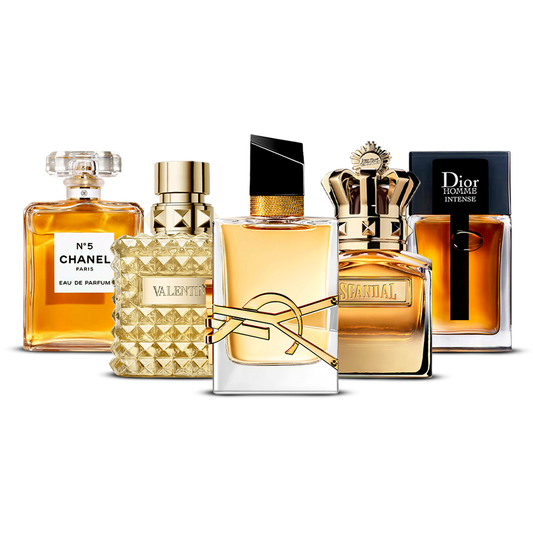 5 Parfüm Készlet – Chanel Nº5, Valentino Uomo, Yves Saint Laurent Libre, Scandal Pour Homme és Dior Homme Intense [100 ml mindegyik]
