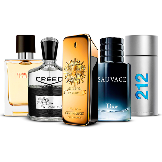 5 Parfüm Készlet – Terre d'Hermès, Creed Aventus, 1 Million, Sauvage és 212 Men [100 ml mindegyik]