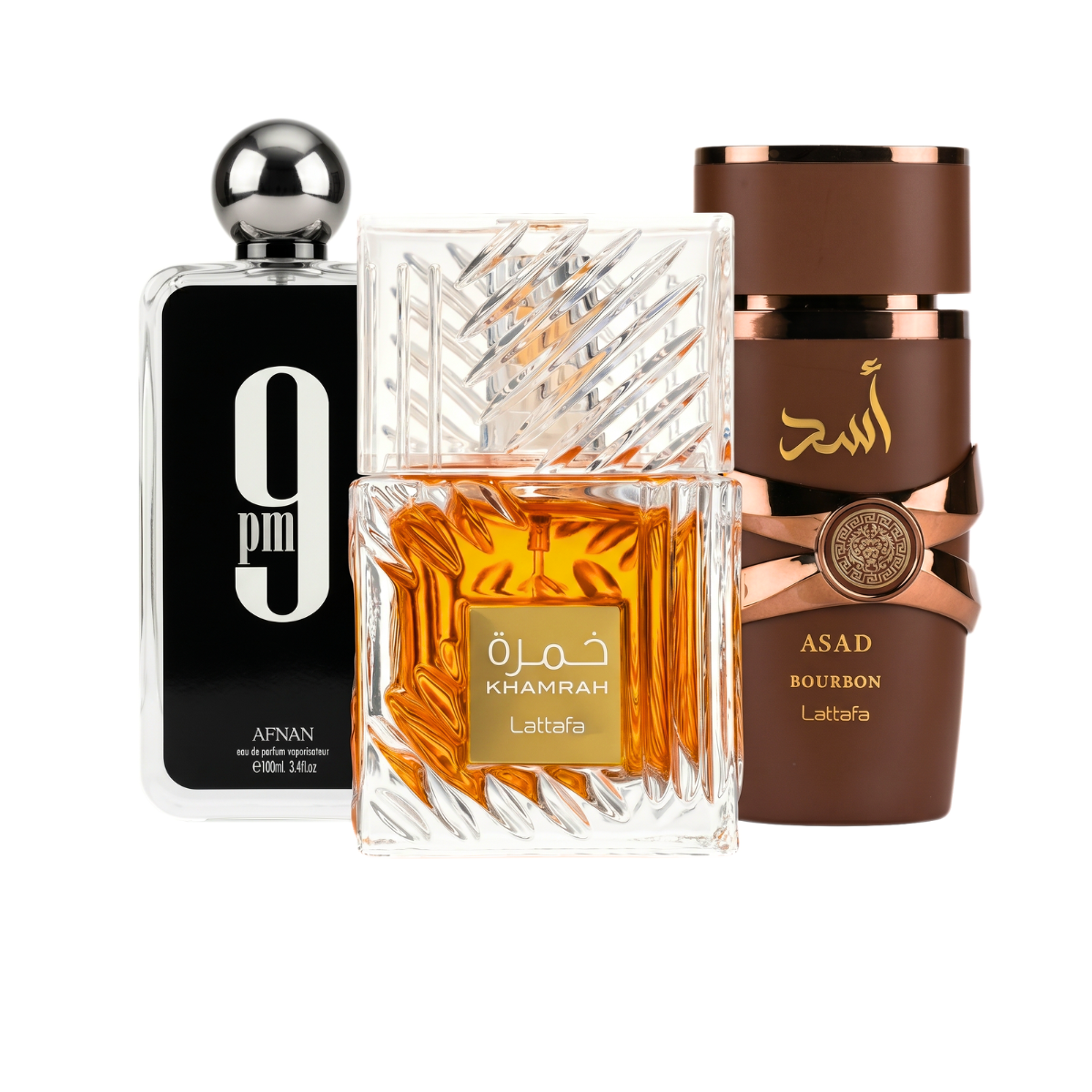 3 Parfüm Készlet | Afnan 9PM + Khamrah + Asad Bourbon 100 ml