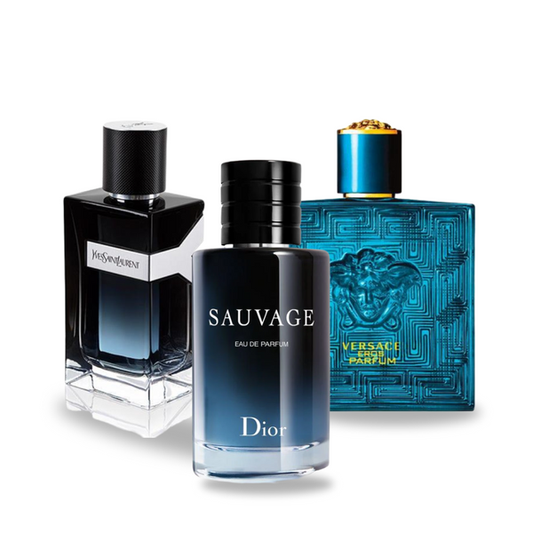 3 Parfüm Készlet | Dior SAUVAGE, Yves Saint Laurent Y MEN, Versace EROS 100 ml