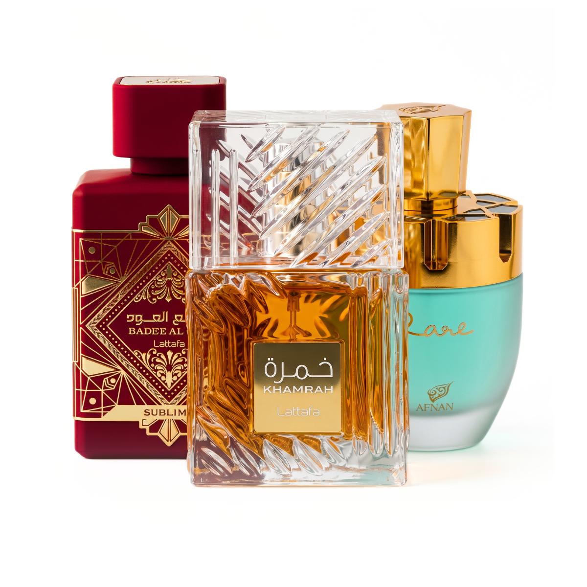 3 Parfüm Készlet | Khamrah + Bade'e Al Oud Sublime + Afnan Rare Tiffany 100 ml