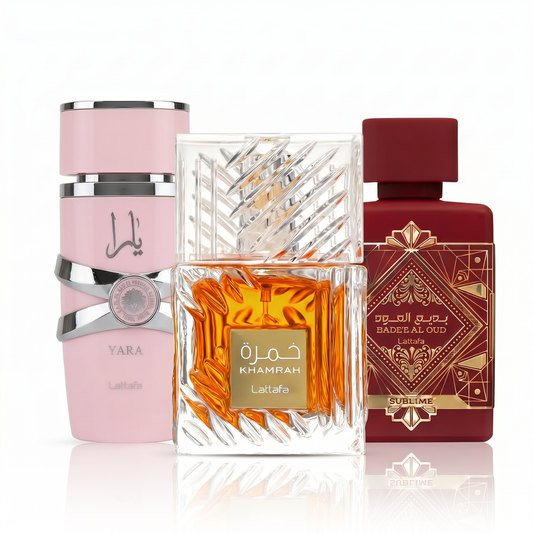 3 Parfüm Készlet | Yara Lattafa + Khamrah + Bade'e Al Oud Sublime 100 ml