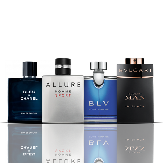 4 Parfüm Készlet | Bleu de Chanel + Allure Sport + BLV + Bvlgari Man in Black 100 ml